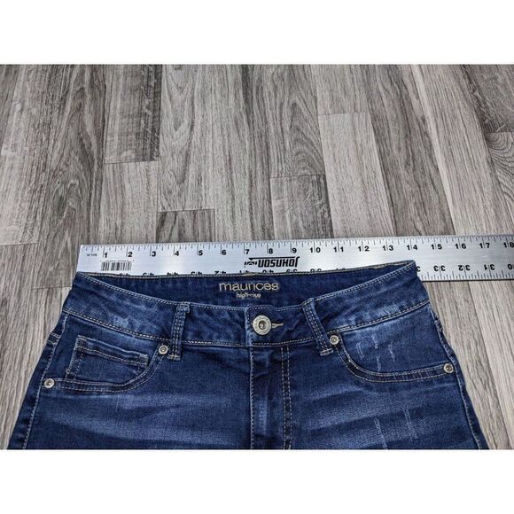 (3/$35) Maurices Size Small Long High Rise Whiskered Distressed Denim Blue Jeans - Picture 8 of 12